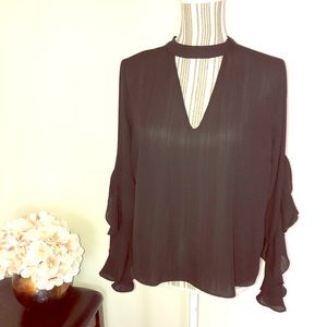 Keyhole Ruffle Blouse